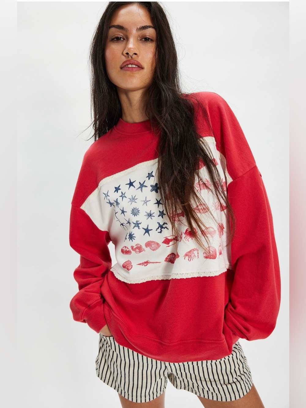 Free People X Ragabond Sea Friends Flag Pullover